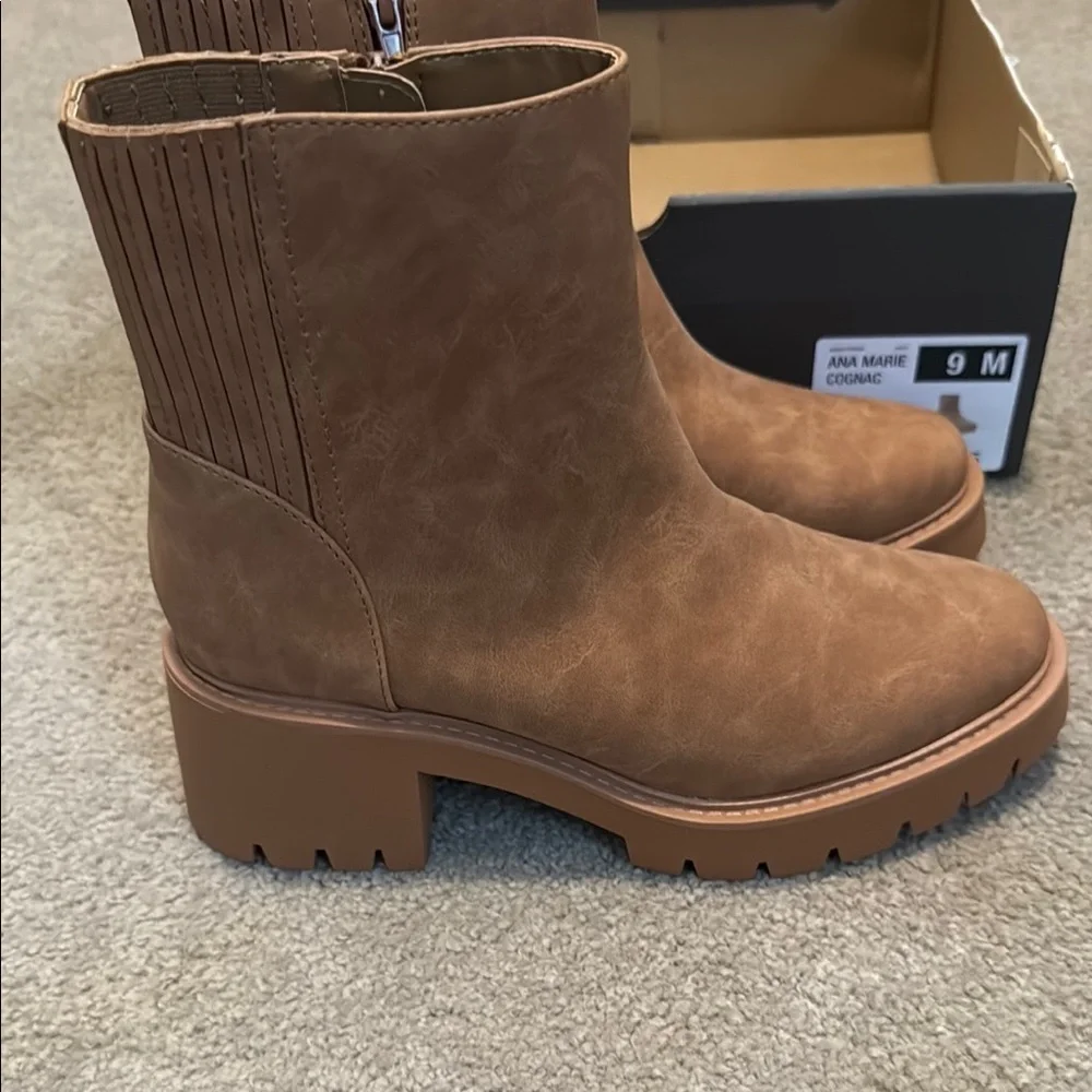New a.n.a Tan Ankle Boots with Zipper Panels